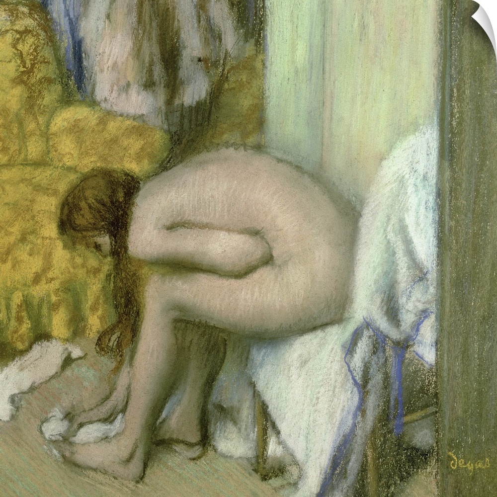 XIR32733 After the Bath, Woman Drying her Left Foot, 1886 (pastel on cardboard)  by Degas, Edgar (1834-1917); 54.3x52.4 cm...