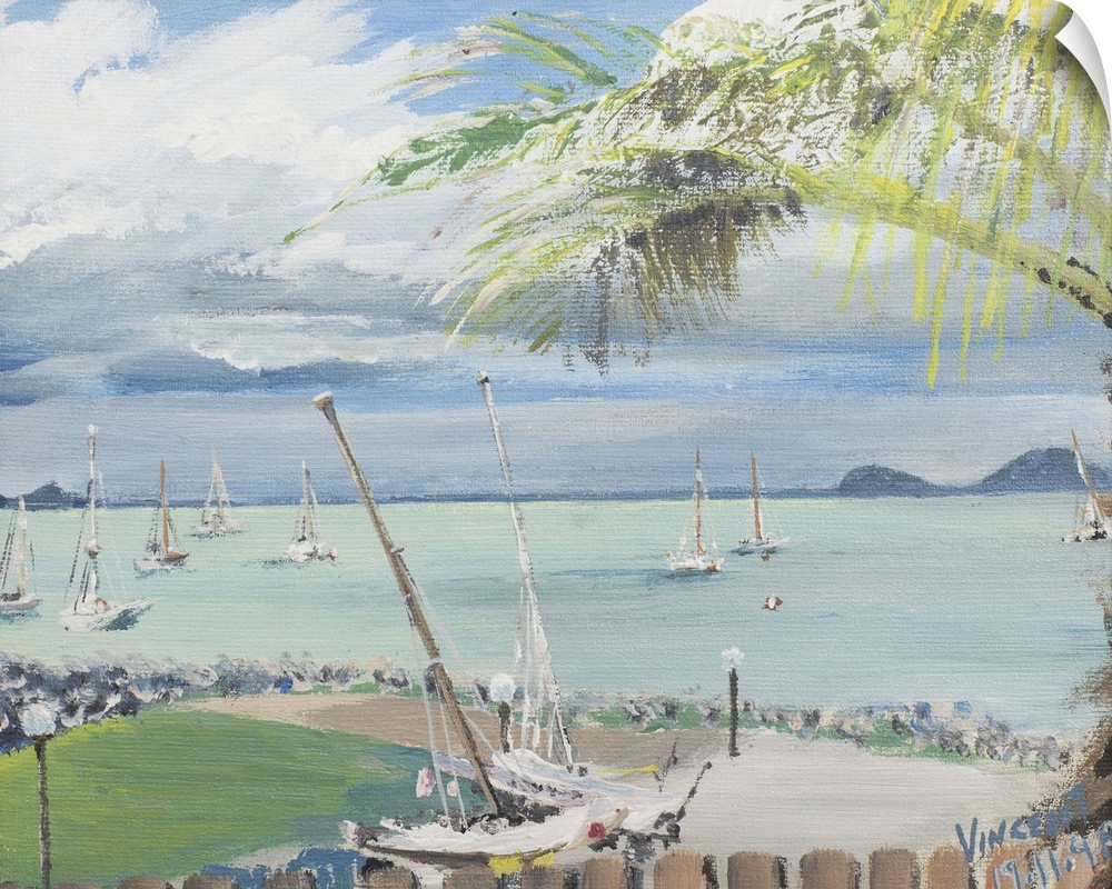Contemporary painting of a beach in Australia.