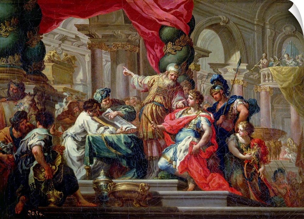 XJL61197 Alexander the Great in the Temple of Jerusalem, c.1750 (oil on canvas)  by Conca, Sebastiano (1680-1764); 52x70 c...