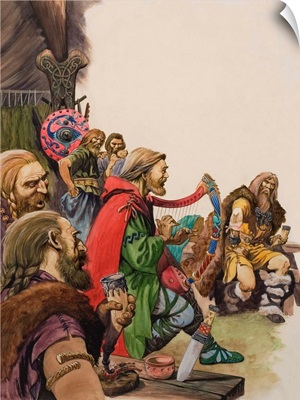 Alfred (849-899) disguised as a minstrel in the camp of King Guthrum