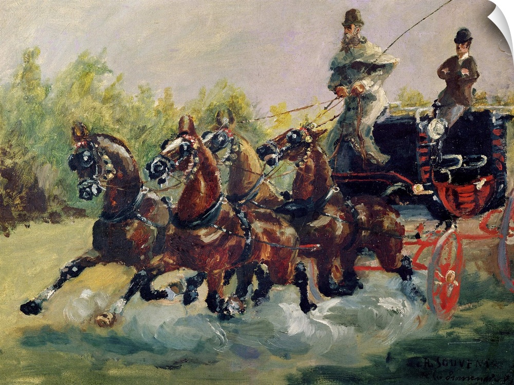 XIR60288 Alphonse de Toulouse-Lautrec-Monfa (1838-1913) Driving his Mail-Coach in Nice, 1881 (oil on canvas); by Toulouse-...