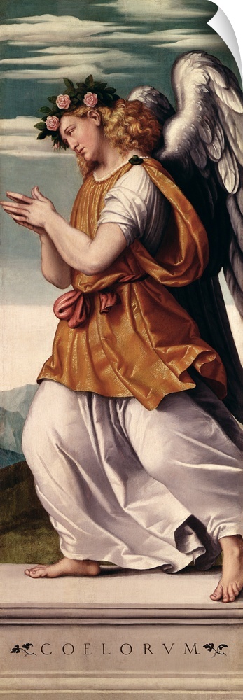BAL72614 An Angel (panel)  by Moroni, Giovanni Battista (c.1525-78) (attr. to); oil on panel; 151.1x53.3 cm; National Gall...
