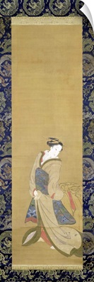 An Elegant Woman in a Blue Obi