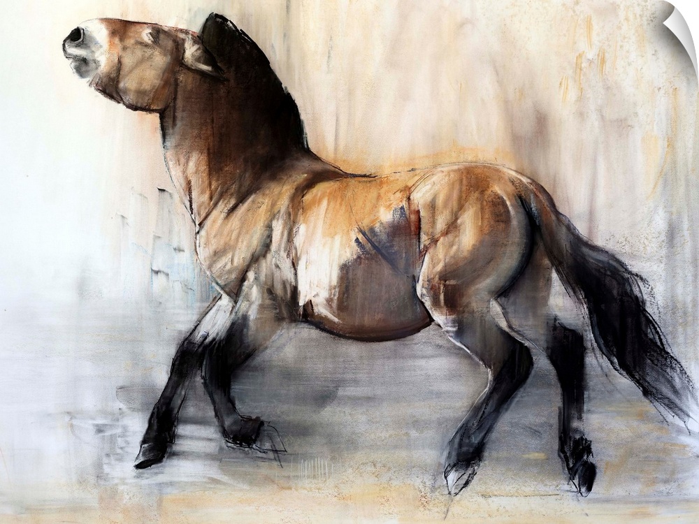 Ancient Horse (Przewalski in winter), 2014, originally pastel and charcoal on paper.
