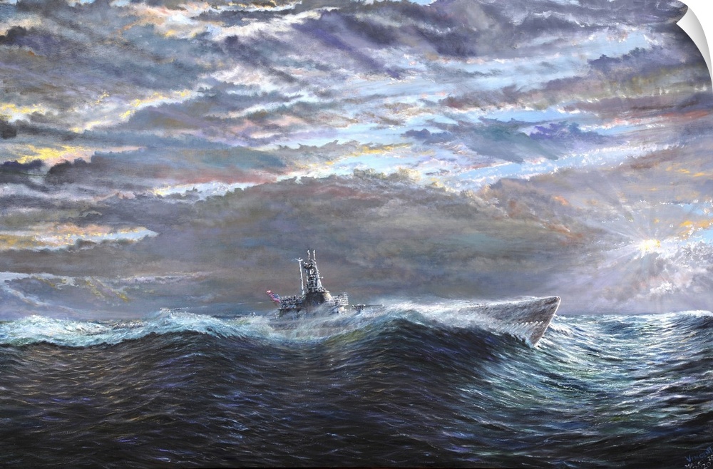 Ascension of USS Puffer October 10-17th 1943, 2020. Originally oil on canvas.