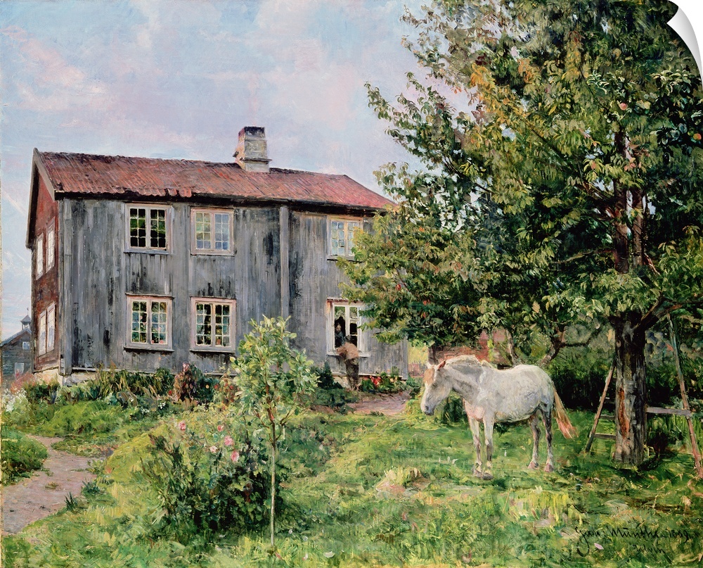 BAL22837 At the Farm, 1889  by Munthe, Gerhard Peter Frantz Vilhelm (1849-1929); oil on canvas; 126.5x156 cm; Nasjonalgall...