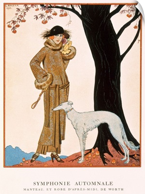 Autumnal Symphony, afternoon coat and dress by Worth, from 'Gazette de Bon Ton'