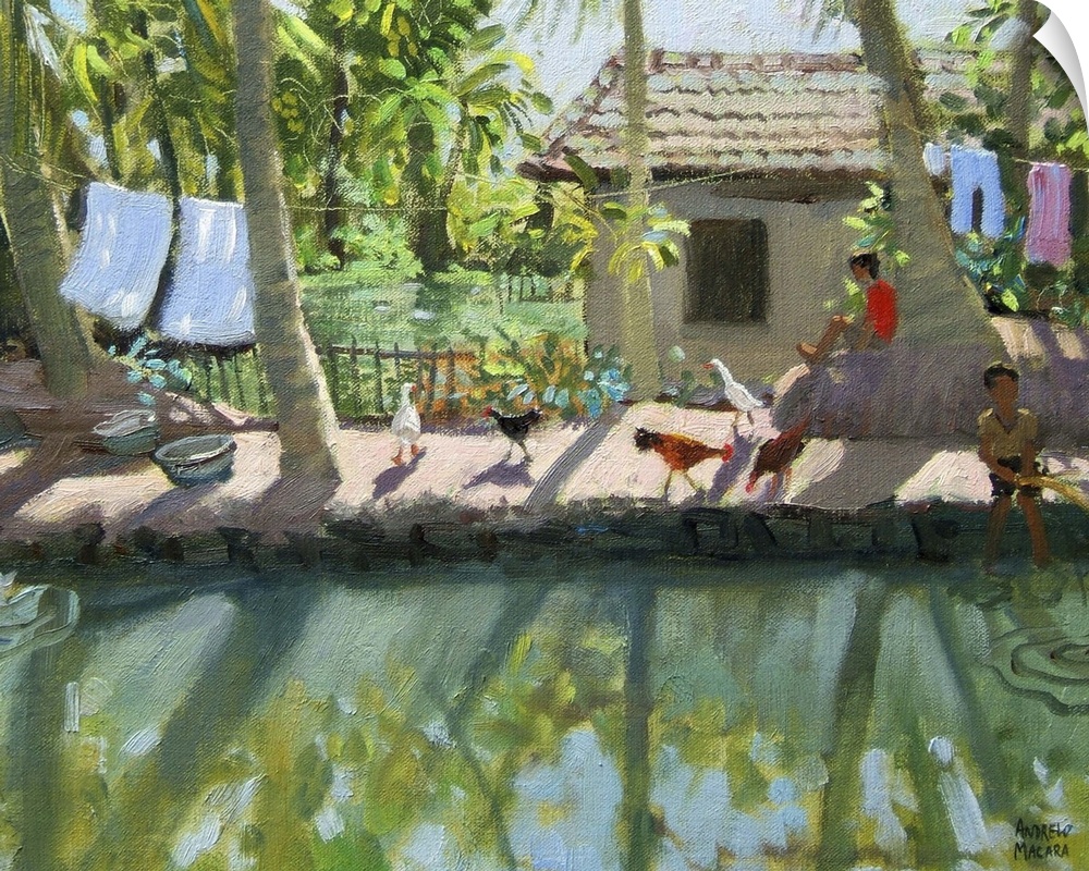 Backwaters, India, oil on canvas, by Andrew Macara.
