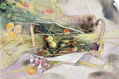 Basket of Dried Flowers ((pastel on paper)
