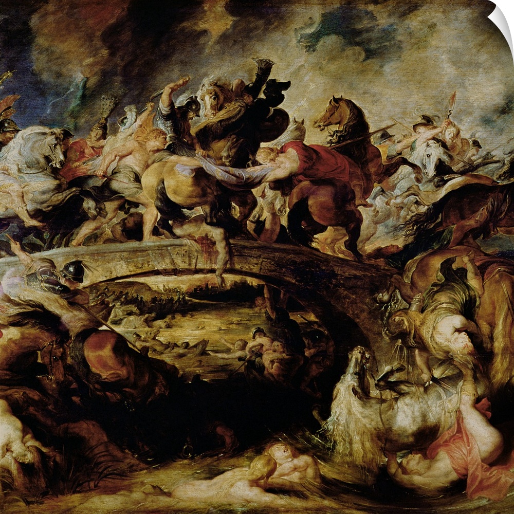 BAL8539 Battle of the Amazons and Greeks (detail), c.1617 (oil on panel)  by Rubens, Peter Paul (1577-1640); 121x165 cm; A...