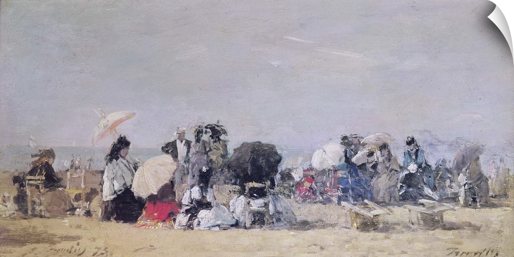 Beach Scene, Trouville, 1873 (oil on panel) by Boudin, Eugene Louis (1824-98) National Gallery, London, UK; French