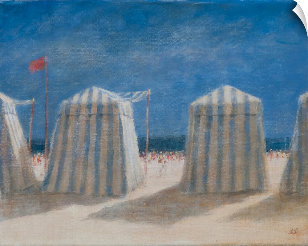 Beach Tents, Brittany, 2012 by Lincoln Seligman, acrylic on canvas.