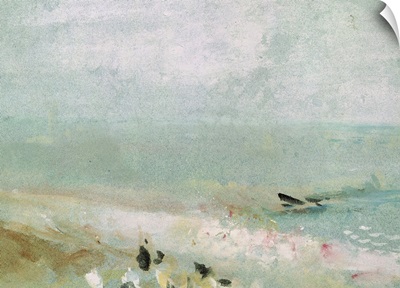 Beach with figures and a jetty. c.1830