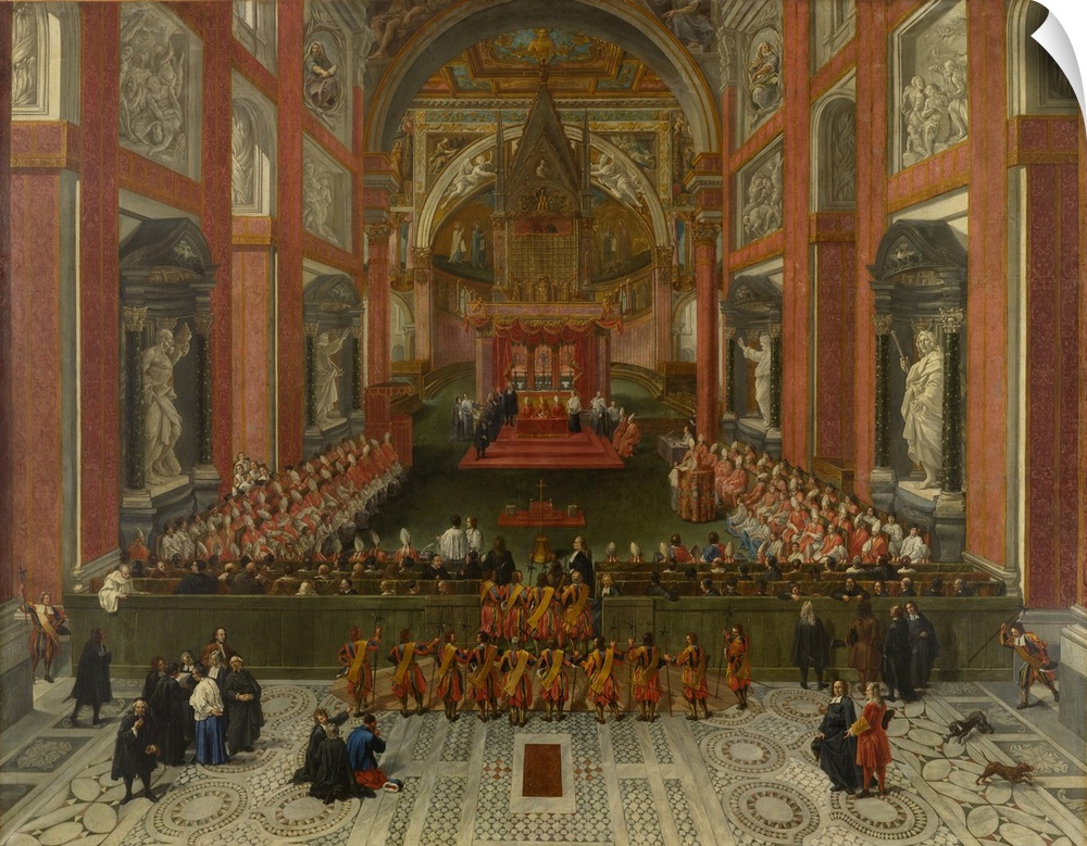 Originally oil on canvas. Benedict XIII Presiding Over The Provincial Roman Synod Of 1725, Basilica Of St John Lateran, 1725.