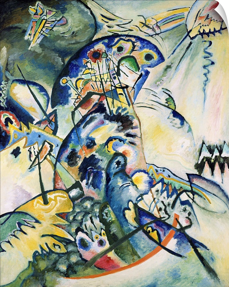 Blue Comb, 1917 (originally oil on canvas) by Kandinsky, Wassily (1866-1944)