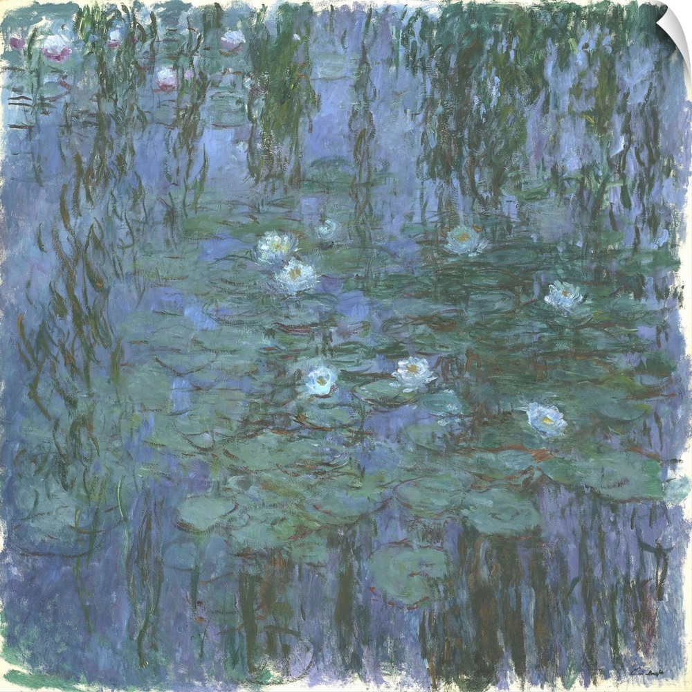 Blue Nympheas, oil on canvas.  By Claude Monet (1840-1926).