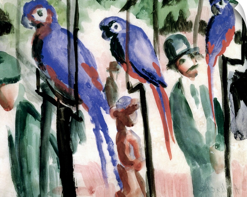 BAL41025 Blue Parrots (w/c on paper)  by Macke, August (1887-1914); watercolour on paper; Stadtisches Museum, Mulheim, Ger...