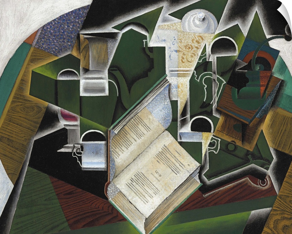 CH387962 Book, Pipe and Glasses, 1915 (oil on canvas) by Gris, Juan (1887-1927); 72.9x91.4 cm; Private Collection; (add.in...