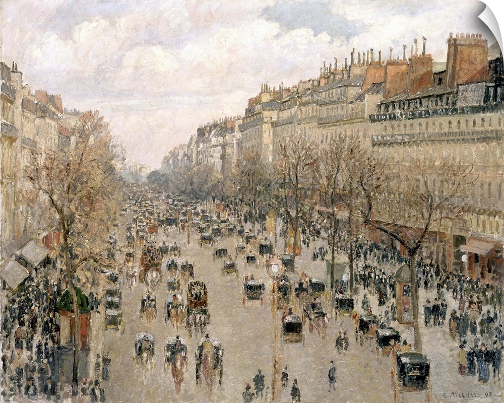 Boulevard Montmartre, Afternoon Sun, 1897, oil on canvas.  By Camille Pissarro (1830-1903).