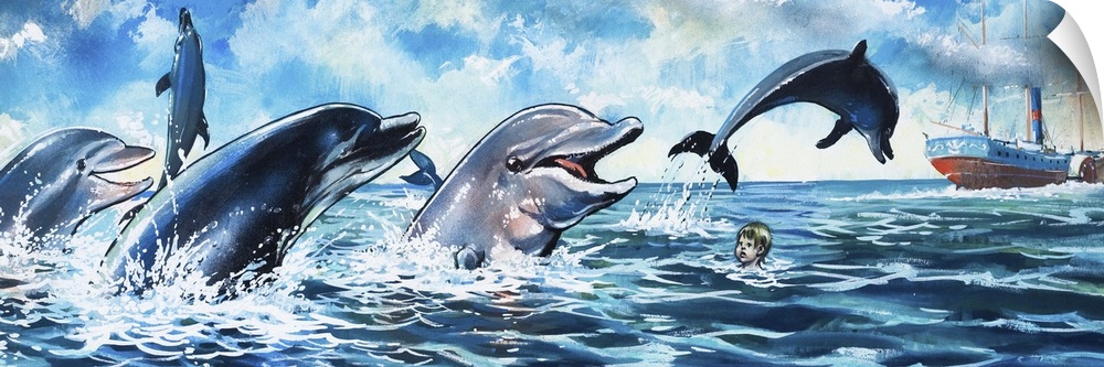 Illustration from "The Water Babies." Original artwork for "Once Upon a Time."