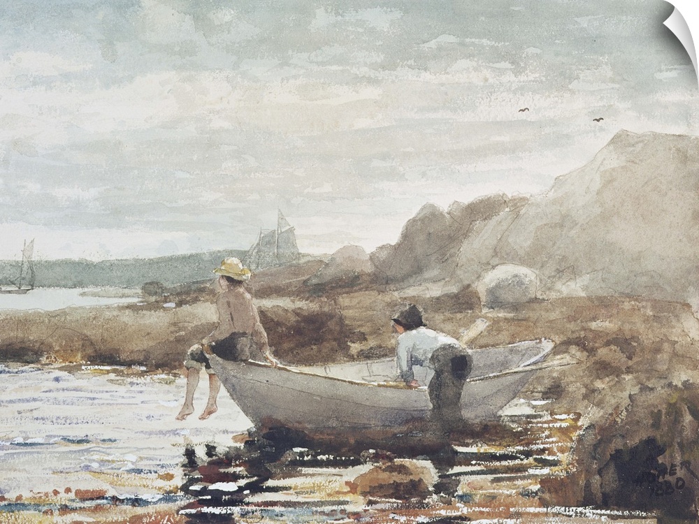XBP228821 Boys on the Beach (w/c on paper)  by Homer, Winslow (1836-1910); watercolour on paper; Private Collection; Photo...