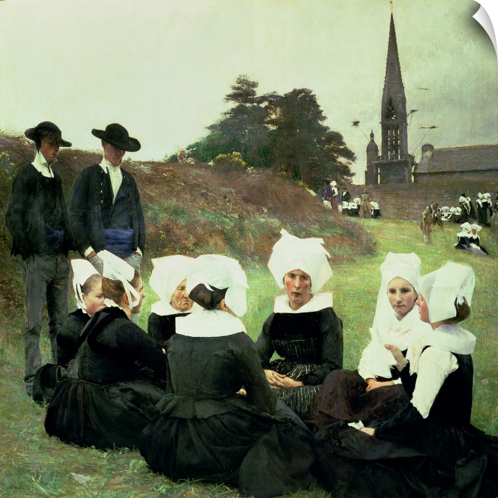 XIR60974 Breton Women Sitting at a Pardon (oil on canvas)  by Dagnan-Bouveret, Pascal Adolphe Jean (1852-1929); 125x141 cm...