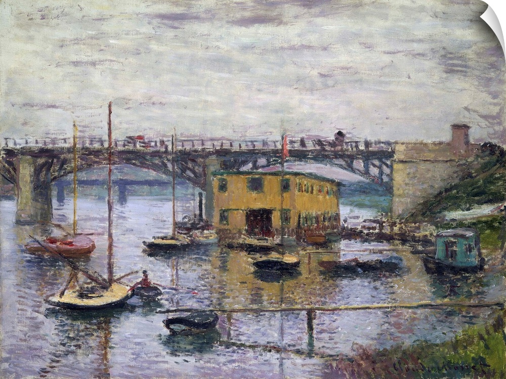 Bridge at Argenteuil on a Gray Day, c.1876 (originally oil on canvas) by Monet, Claude (1840-1926)