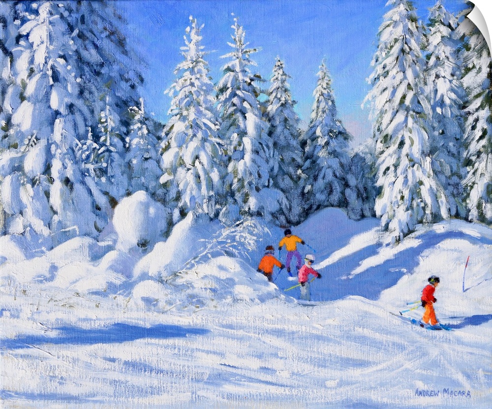 Bright morning and snow covered trees, Morzine (originally oil on canvas) by Macara, Andrew