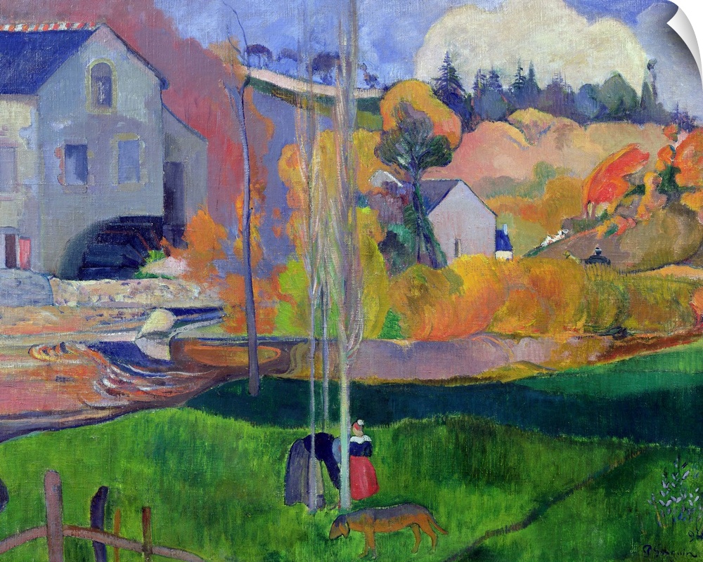 XIR37621 Brittany Landscape: the David Mill, 1894 (oil on canvas)  by Gauguin, Paul (1848-1903); 73x92 cm; Musee d'Orsay, ...