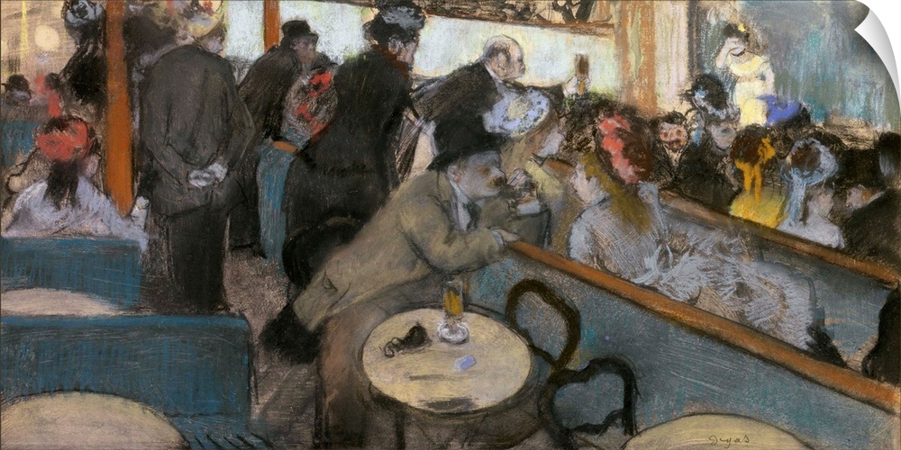 Cafe-Concert, The Spectators, c.1876-77, pastel over monotype on buff wove paper, laid down on tan card.