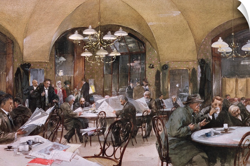 BAL2979 Cafe Griensteidl, Vienna, 1890  by Volkel, Reinhold (b.1834); oil on canvas; Stadtische Museum, Vienna, Austria; G...