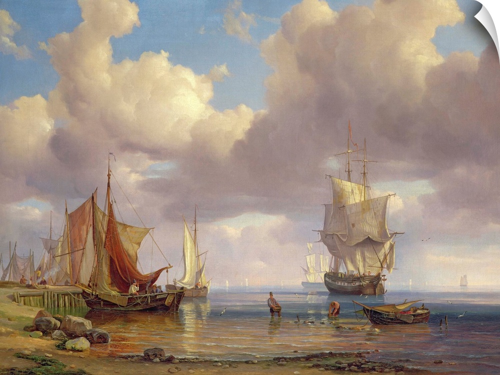 XKH157668 Calm Sea, 1836 (oil on canvas)  by Vollmer, Adolf (1806-75); 63.5x89.2 cm; Hamburger Kunsthalle, Hamburg, German...