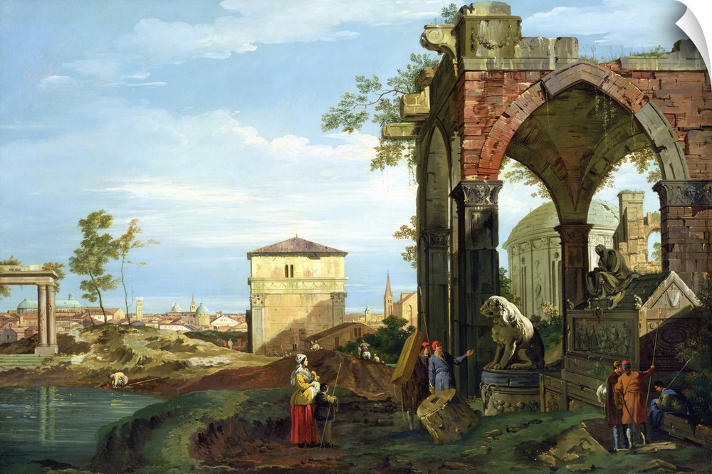 XKH141302 Capriccio with Motifs from Padua, c.1756 (oil on canvas) (see 153617 and 153618 for details)  by Canaletto, (Gio...