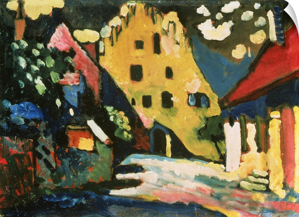 Castle Yard, Murnau, 1908 (originally oil on canvas) by Kandinsky, Wassily (1866-1944)