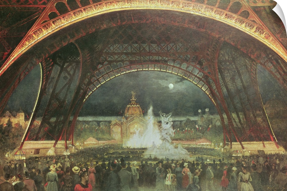 XIR73496 Celebration on the night of the Exposition Universelle in 1889 on the esplanade of the Champs de Mars  by Roux, F...