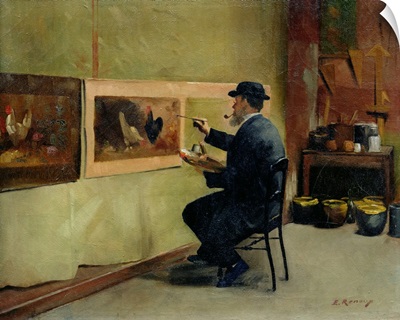 Charles Philippe Gevens, father in law of the artist, painting in his studio 21