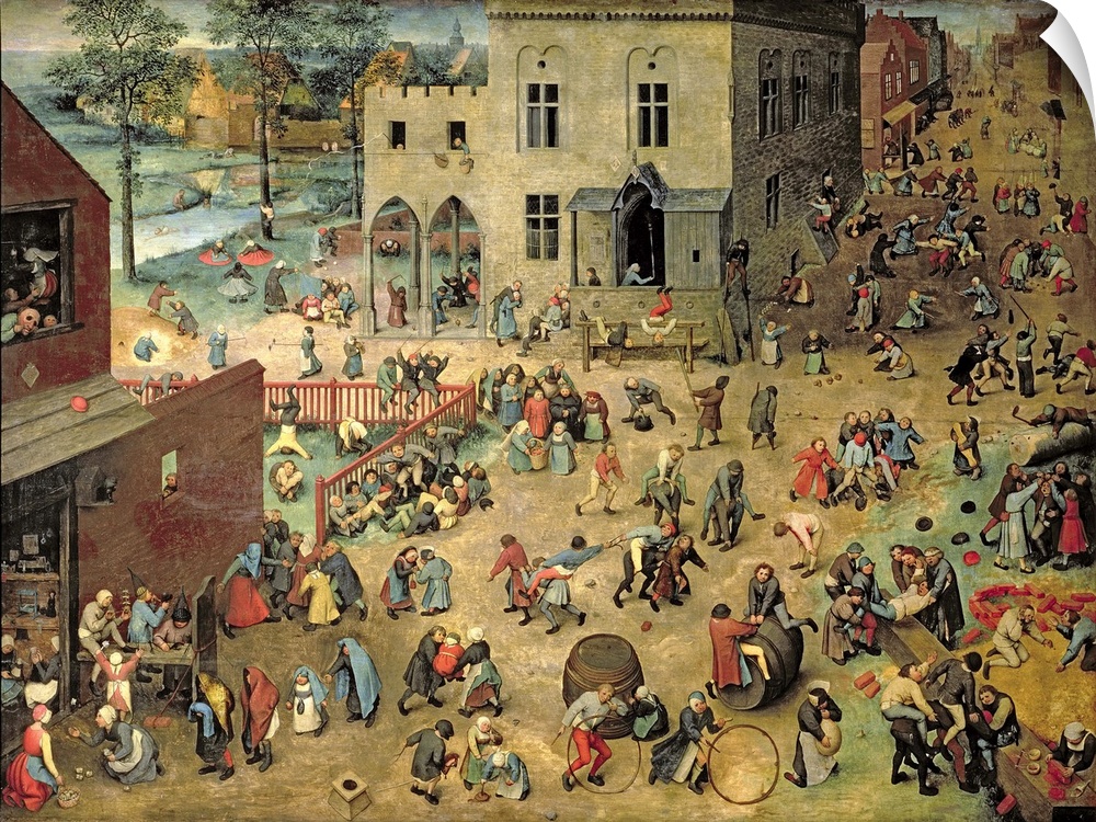 XIR68945 Children's Games (Kinderspiele), 1560 (oil on panel)  by Bruegel, Pieter the Elder (c.1525-69); 118x161 cm; Kunst...