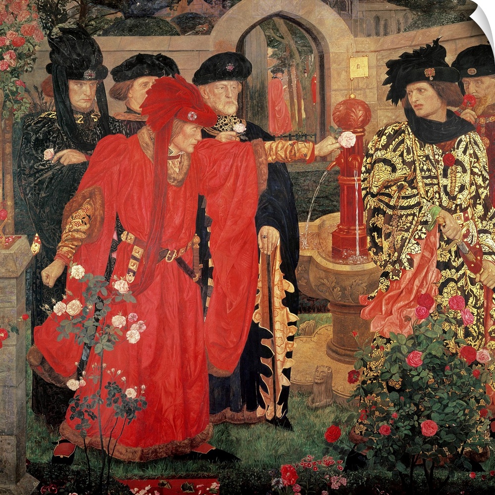 XCF22468 Choosing the Red and White Roses in the Temple Garden, 1910 (fresco)  by Payne, Henry A. (Harry) (1868-1940); Hou...