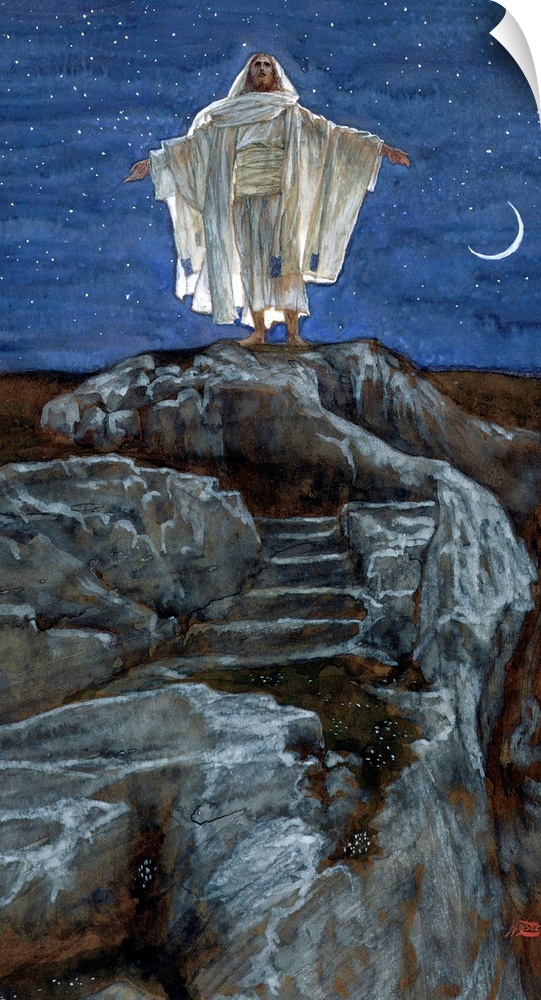 TBM182219 Christ Going Out Alone into a Mountain to Pray, illustration for 'The Life of Christ', c.1886-94 (w/c