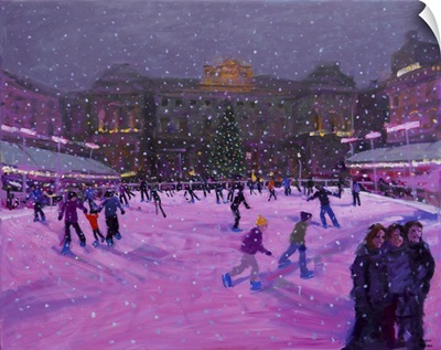 Christmas Skating, Somerset House With Pink Lights, 2014