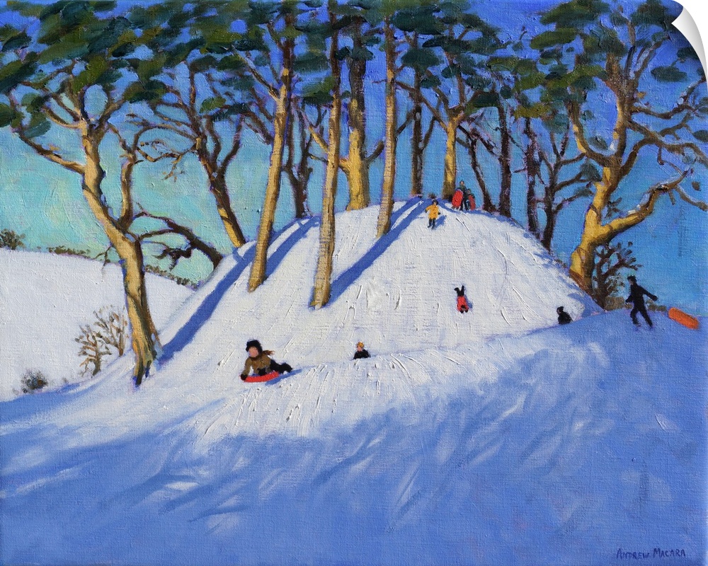 Christmas sledging, oil on canvas.