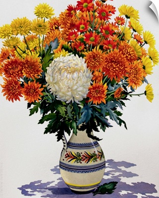 Chrysanthemums in a Patterned Jug, 2005