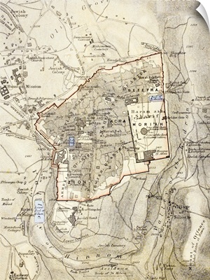City Map of Jerusalem in the 1890s, from 'The Citizen's Atlas of the World'