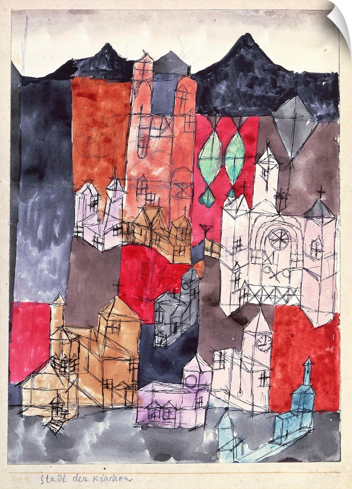 City of Churches, 1918 (no 99) (originally pen, pencil and w/c on paper on cardboard) by Klee, Paul (1879-1940)
