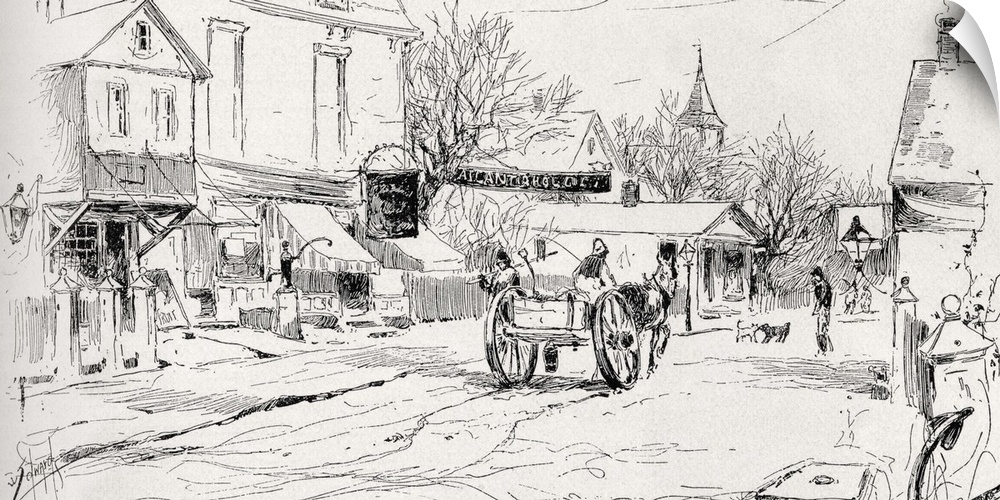Commercial Street, Provincetown, Cape Cod, Massachusetts. From the book, "The Century Illustrated Monthly Magazine" May to...