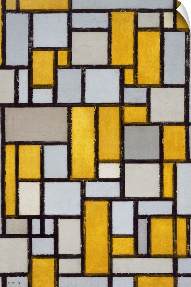 Composition with Grid 1, 1918 (originally oil on canvas) by Mondrian, Piet (1872-1944)