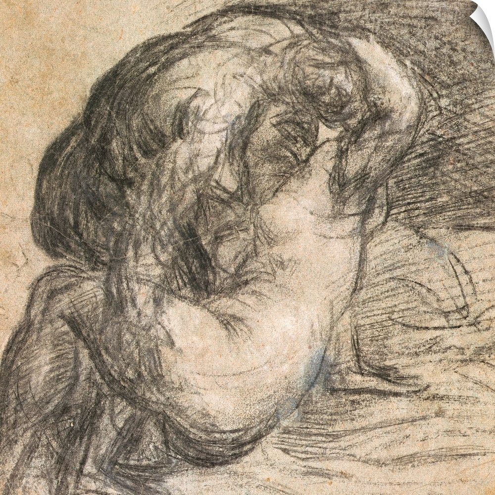 FIT82785 No.2256 Couple in an embrace, or Jupiter and Io, c.1570 (charcoal and chalk) by Titian (Tiziano Vecellio) (c.1488...