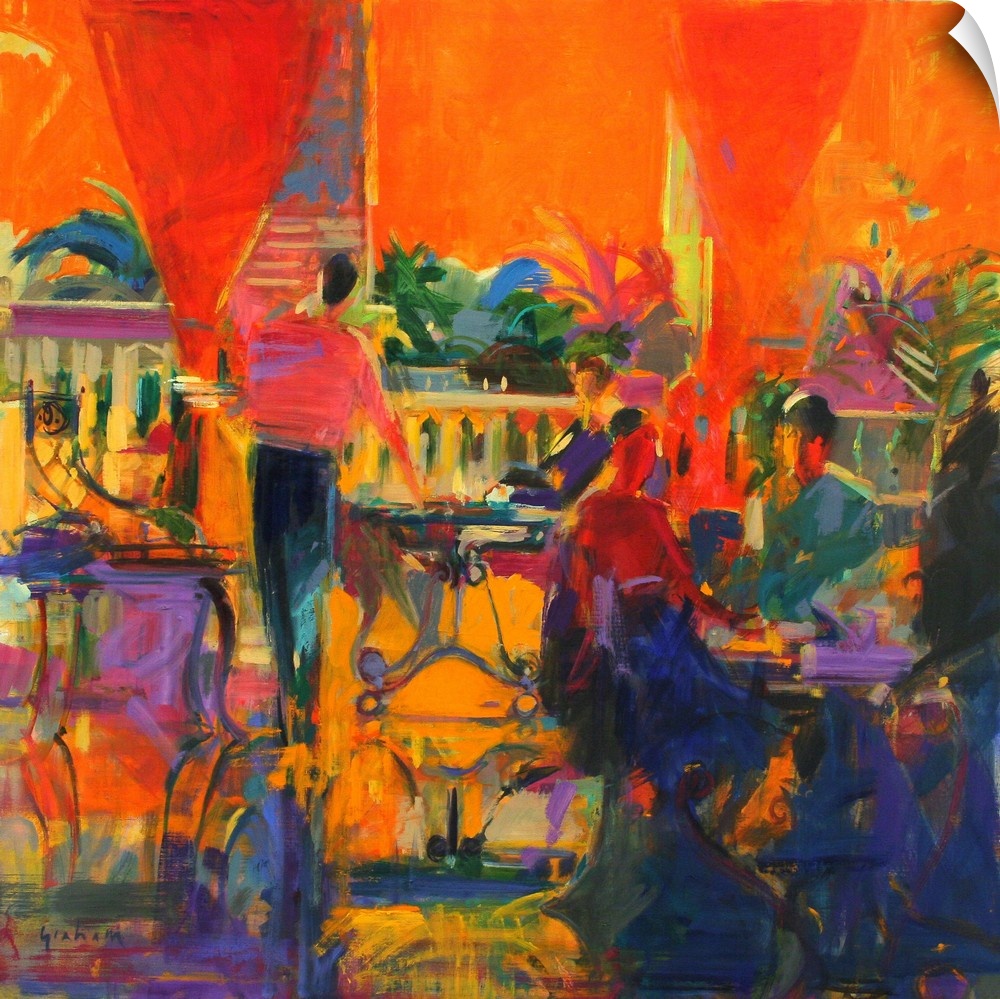Courtyard Cafe, Tunis, originally oil on canvas.