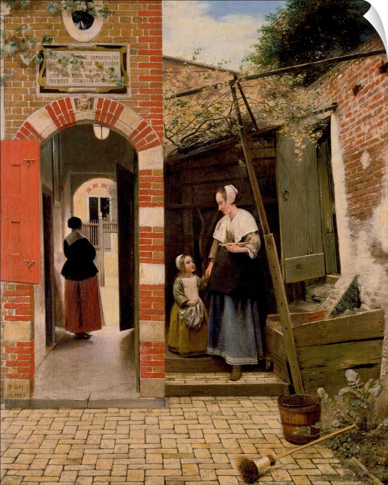 BAL29455 Courtyard of a house in Delft, 1658 (oil on canvas)  by Hooch, Pieter de (1629-84); 73.5x60 cm; National Gallery,...