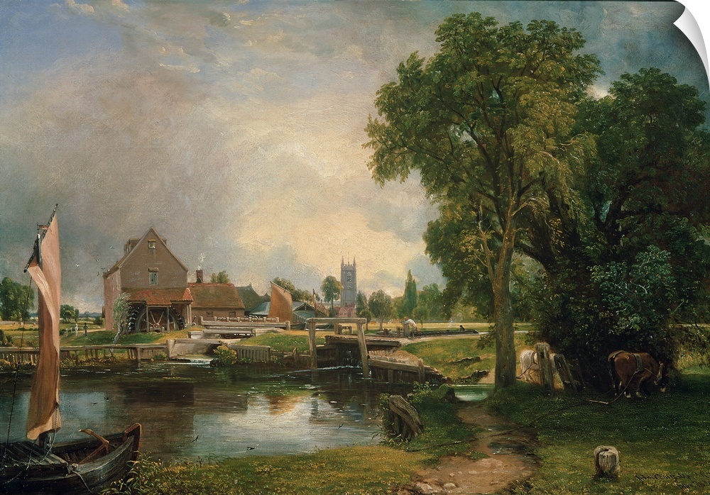 BAL8312 Dedham Lock and Mill, 1820 (oil on canvas)  by Constable, John (1776-1837); 53.7x76.2 cm; Victoria